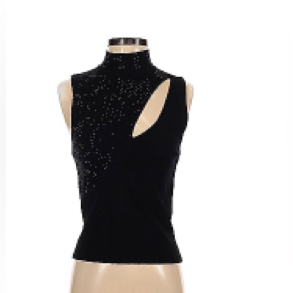 Alice + Olivia Turtleneck no sleeves with cutoff top